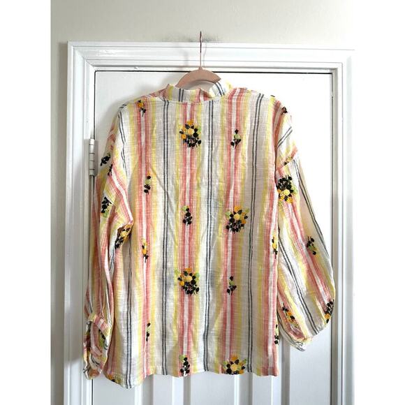 IVY JANE Popping With Flowers Popover Tunic Embroidered Striped Boho - Sz XS - Picture 6 of 7